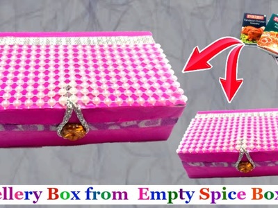 Best out waste Craft Idea of Empty Spice Box | Diy jewellery Box from waste Empty Spice Box