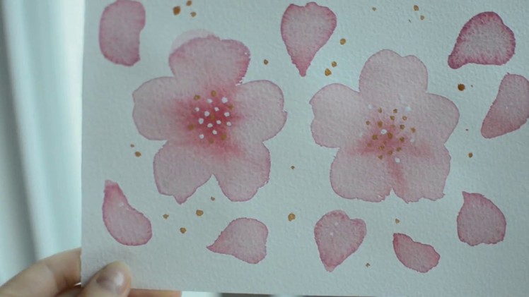 Cherry blossom - Easy watercolor painting tutorial