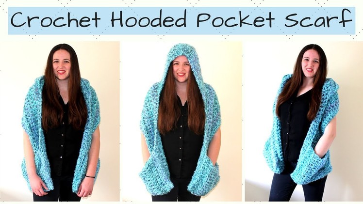 Crochet Hooded Pocket Scarf - Crochet Ocean Breeze Hooded Pocket Scarf
