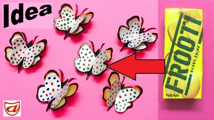 Cute Butterflies from Frooti box | DIY Wall hanging crafts ideas with paper butterfly