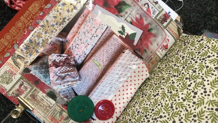 December Daily layout. vintage linens & buttons