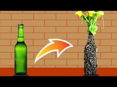 DIY – Best out of Wast | Glass Bottle Flower Vase| Flower pot | CRAFT TUTORIALS ( IN HINDI )