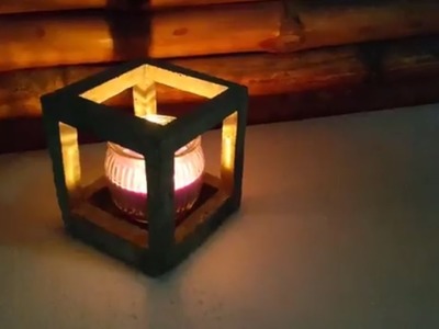 DIY cement craft - how to make easy concrete candle holder - Room decor easy idea
