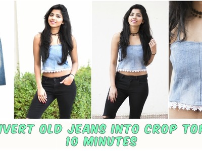 DIY: Convert Old Jean Into Denim Crop Top in just 10 minutes!