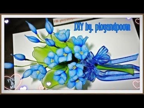 DIY easy nylon flower  (How to by ployandpoom(ผ้าใยบัว))