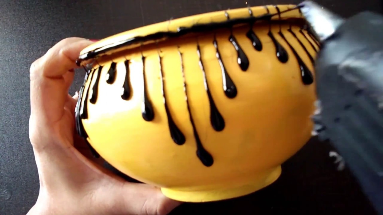 DIY hot glue  gun  craft ideas  terracotta pot painting 