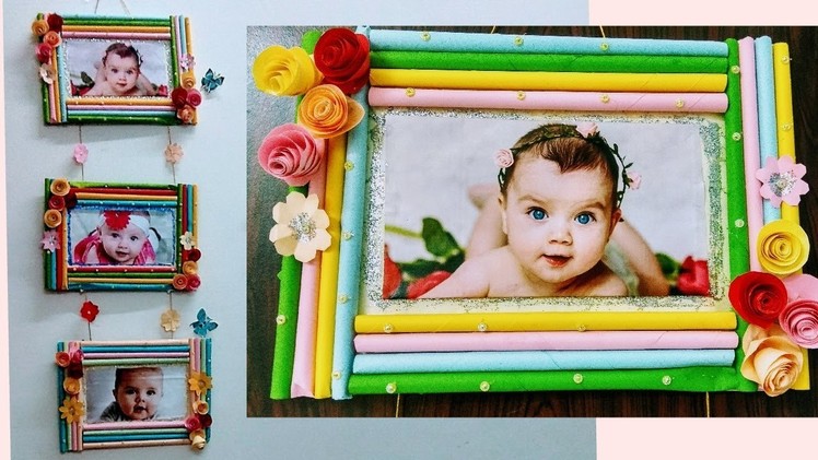 DIY How To Make Colour Paper Photo Frames. Wall Hanging. Easy Craft Ideas. Home Decor.