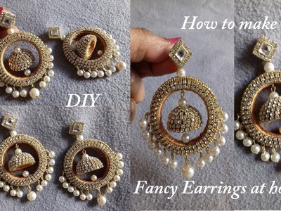 DIY || How To Make Designer Fancy Bridal Earrings at Home || Bridal Jhumka Earrings Tutorial