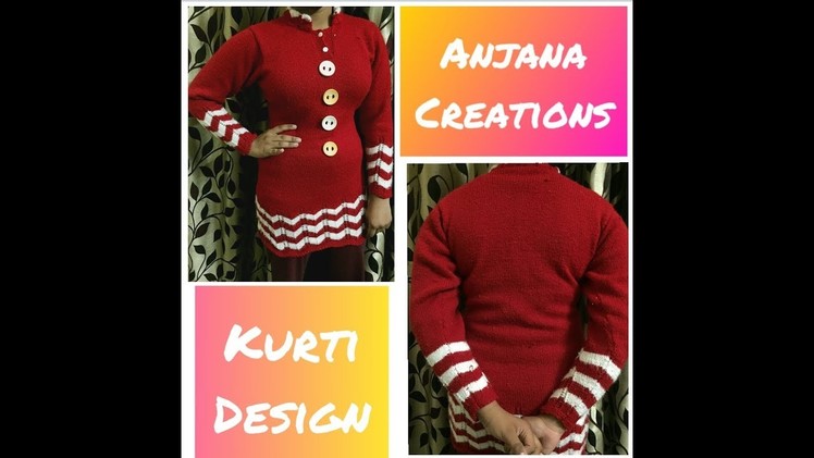 Double colour girls top.kurti.sweater design in hindi