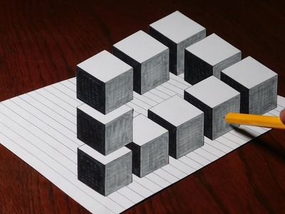 Drawing 3D Impossible Shape Optical Illusion - Trick Art on Line Paper