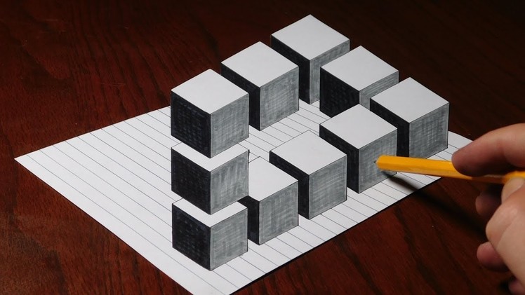 Drawing 3D Impossible Shape Optical Illusion - Trick Art on Line Paper