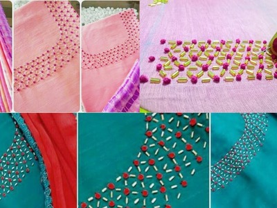 Easy & unique hand embroidery design for kurti.chudidhar neckline