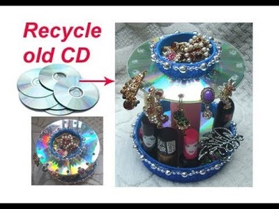 Genius way to reuse old cd | old cd craft ideas,Jewellery Organizer.ear ring holder