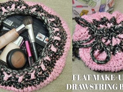How to Crochet a Flat Drawstring Make-Up Bag