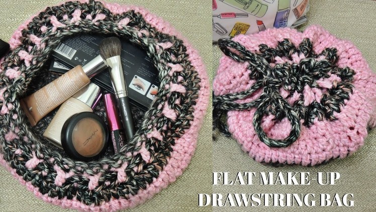 How to Crochet a Flat Drawstring Make-Up Bag