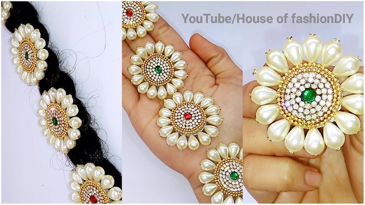 How To Make Bridal Hair Accessories Using Pearls.Jada Billalu At Home. !