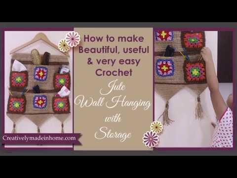 How to make Crochet Jute wall hanging with storage