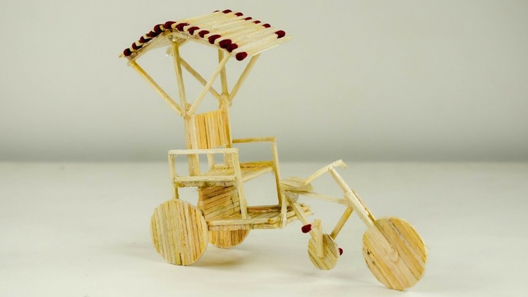 How to Make Matchstick Craft Item Rickshaw Gari Showpiece || DIY || Matchstick Art and Craft by f8ik