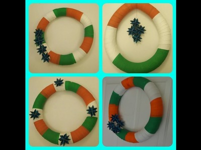 Independence.Republic day craft.Wreath making.Tricolor.Door decoration