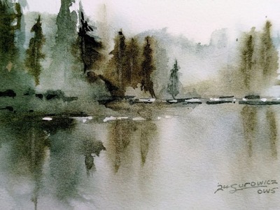 Loose Transparent Watercolor Painting Demonstration "Misty Lake"