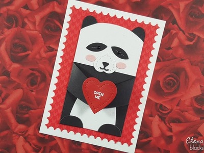 Panda Valentine with Lawn Fawn Woodland Critter Huggers