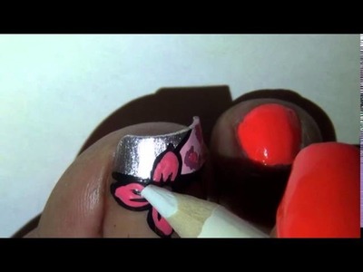 Pink Silver Simple Nail & Toe Design