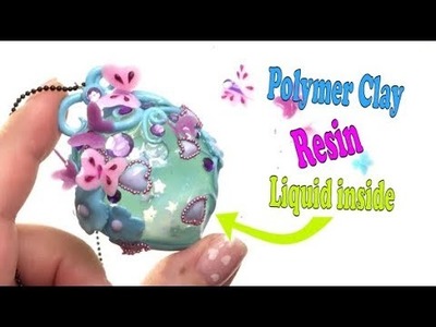 Polymer clay and resin pendant with liquid inside- Tutorial