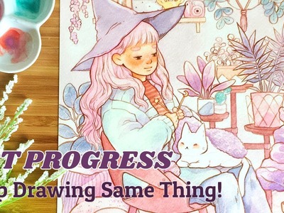 PROGRESS IN ART ♥︎ Do I NEED to change? || Watercolor illustration "Cozy Witch"