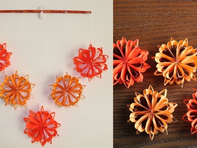 Simple Paper Flower Wall Hanging - DIY Paper Craft - Wall Decoration ideas