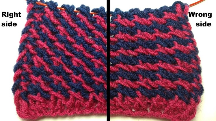 Super easy!!! Tweed, two-color knitting stitch pattern + free chart