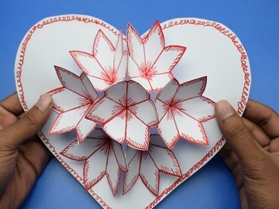 Valentine card 2018 || DIY Flower Pop up Card-Paper Crafts-Handmade craft ||