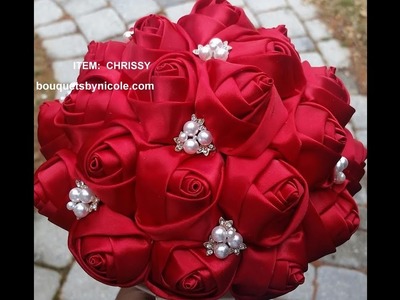 #1 DIY How to make Brooch Bridal Bouquet Fabric Flowers  No Wires Easy Chrissy $39.99