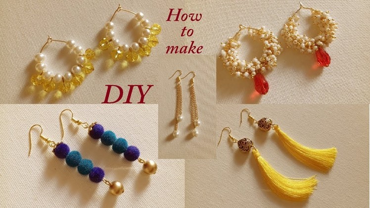 5 Simple Daily Wear Fancy Earrings || DIY Tassel Earrings and Hanging Earrings