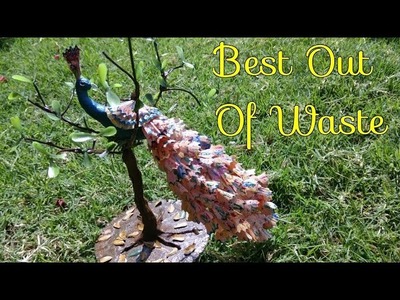 Best Out of Waste.Peacock Using pencil Waste.Home Decor.craftzone4u-18