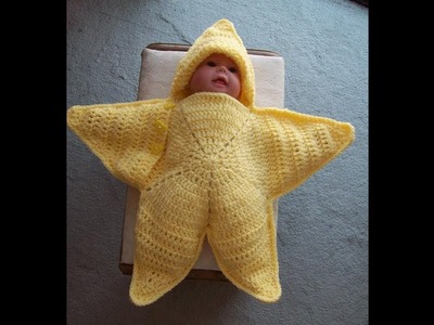 Crochet Baby Blanket Stars Pattern Doll 18"  - Picture Slide (Selimut Rajut Bintang)