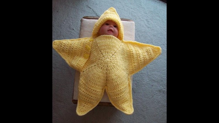 Crochet Baby Blanket Stars Pattern Doll 18"  - Picture Slide (Selimut Rajut Bintang)