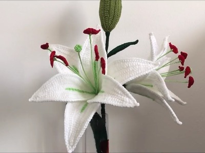 Crochet lily flower(part 2) | white lily crochet tutorial in English
