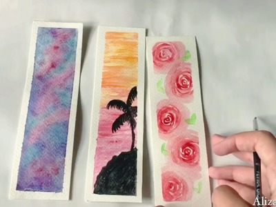 DIY 4 Simple Watercolor Bookmarks | Tutorial membuat bookmark