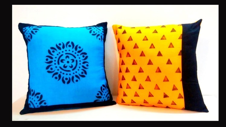 DIY : DESIGNER CUSHION COVER : Use Left over fabric to make beautiful cushion covers: HOME DECOR