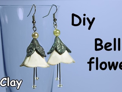 DIY earrings - White campanula flower - Polymer clay tutorial