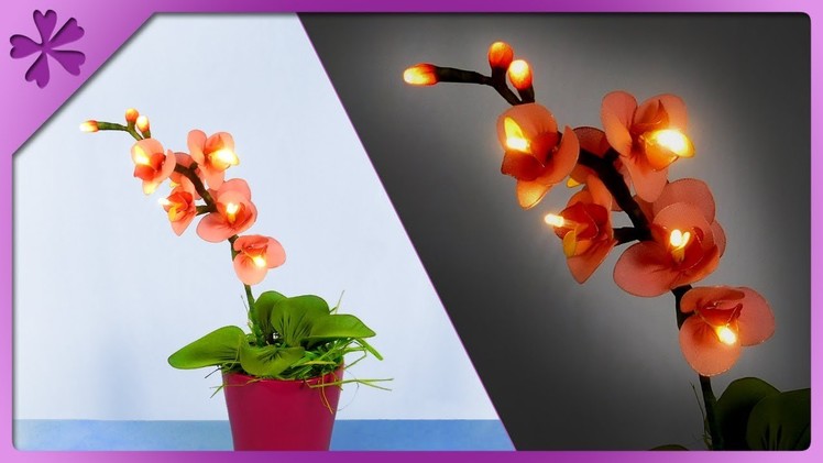 DIY How to make LED light nylon pantyhose orchid, light up flower (ENG Subtitles) - Speed up #442