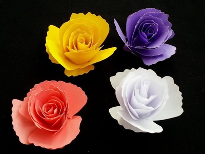 DIY:How to Make Small Rose Flower With Colour Paper !!! Easy Tutorial !!!