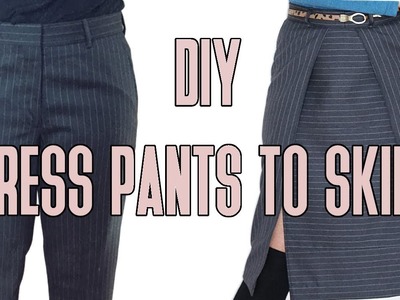 DIY Men's Dress Pants turned Double Slit Skirt Refashion