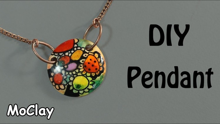 DIY Pendant - Colored  alcohol inks - Polymer clay tutorial