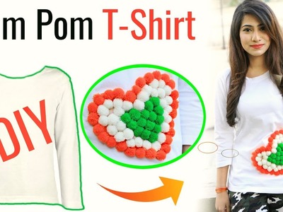 DIY Pom Pom T-Shirt for Beginners - No Stitch - Republic Day Special | Anaysa