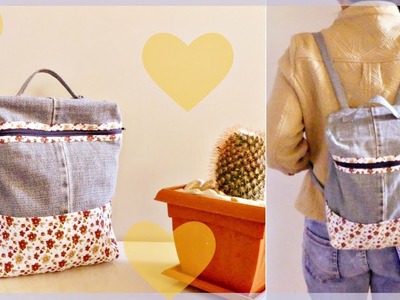 DIY Rectangular Backpack from Old Jeans