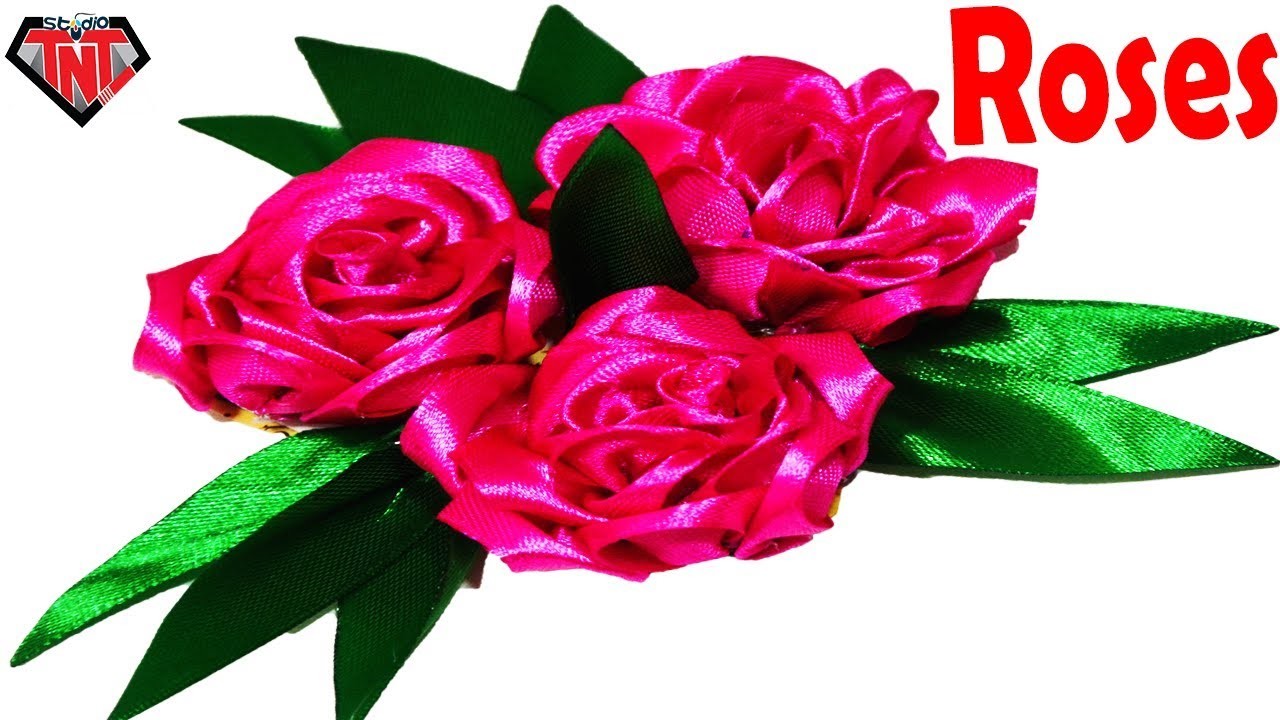 DIY Satin Ribbon Roses || DIY Ribbon Flower Bouquet || How To Kanzashi Handmade, Easy to diy
