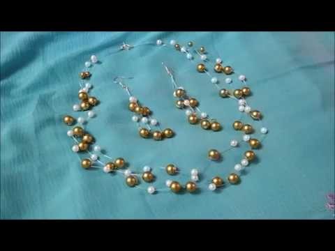 Elegant Floating. Invisible Pearls Necklace & Earrings Making. tutorial. DIY