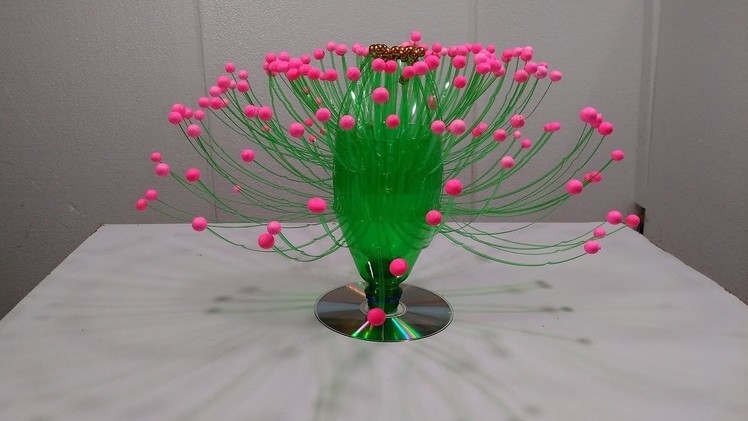 Empty Plastic Bottle Vase Making Craft, Water Bottle Recycle Flower Vase Art Decoration Idea