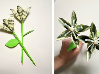 Gift for Valentine's day Money Flower Origami Tutorial DIY NO GLUE AND TAPE